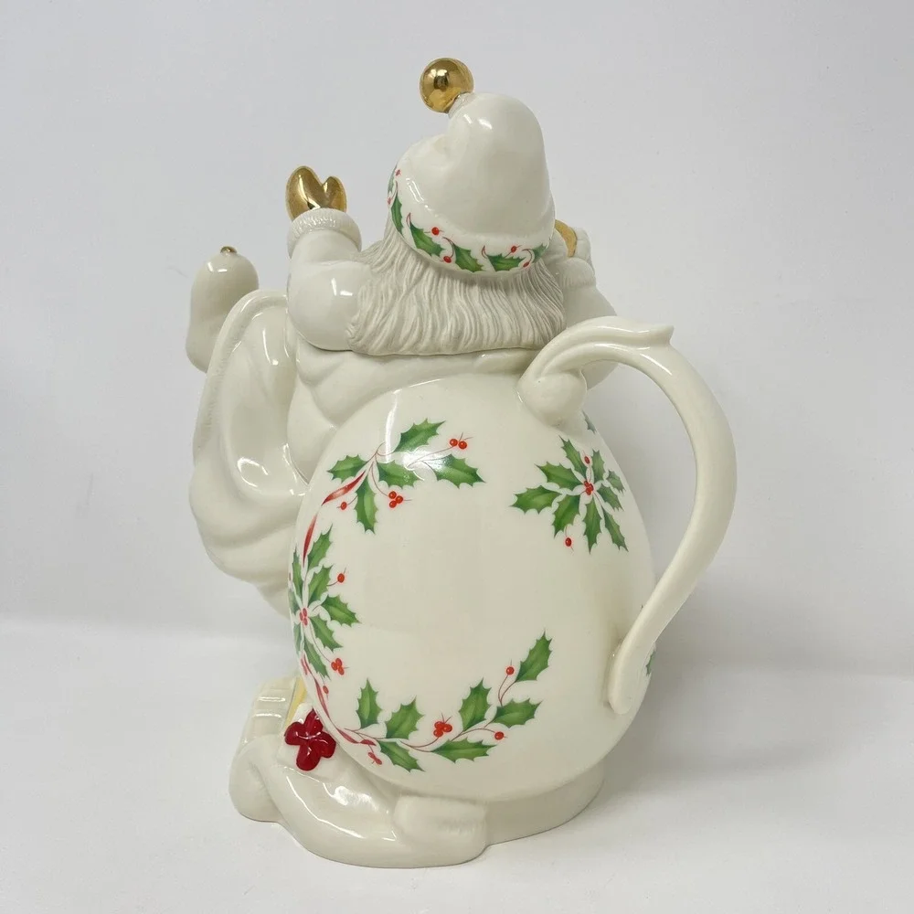 VTG Holiday Santa Collection Teapot By LENOX Skiing Santa‎ Claus 1999 Christmas